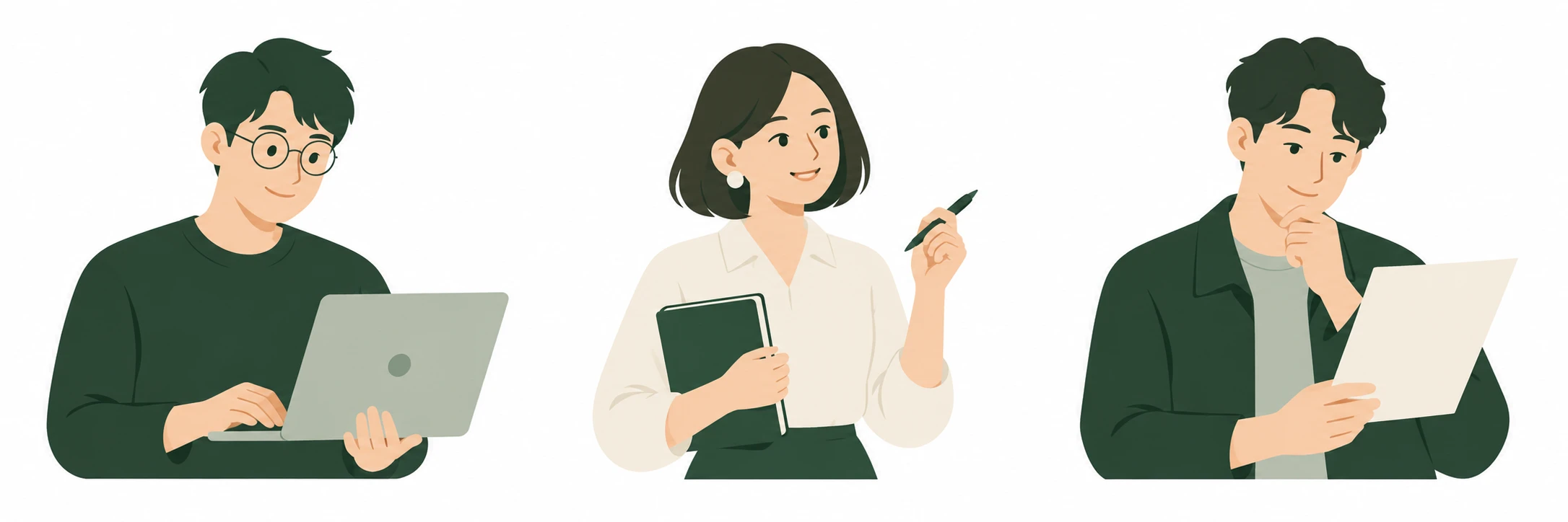 직무 관점을 표현한 가상 인물 일러스트